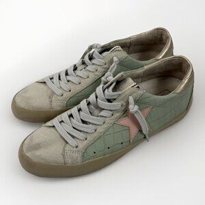 Shu Shop Womens Paula Croc Print Lace Up Sneakers Shoes Casual - Green